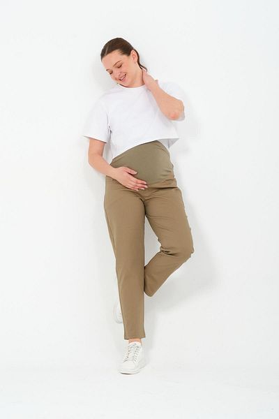 BUSA Mom Fit Canvas Pants Maternity Friendly Stretchy Waist Adjustable Band