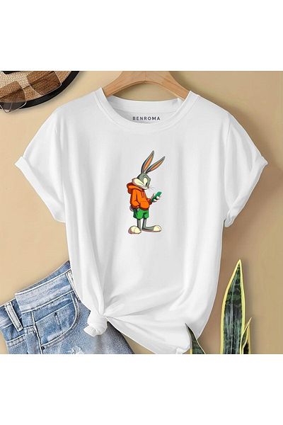 BENROMA 1 tricou este un cadou pentru achiziții de 6 și mai sus în coș - Tricou pentru copii cu imprimeu iepure de desene animate