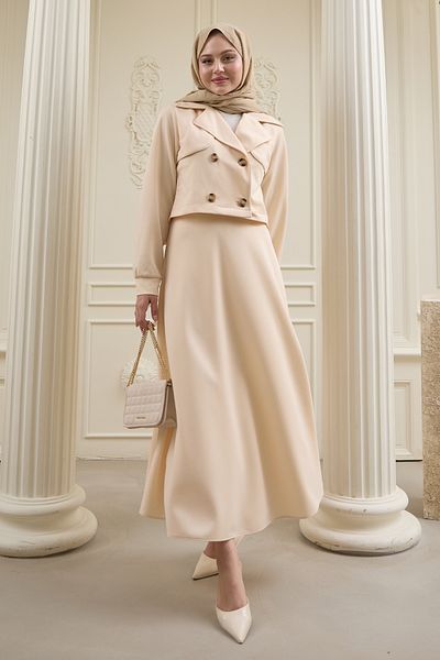 InStyle Κρεμ κοστούμι κατάδυσης με κοντή φούστα Bolero