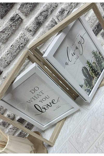 evinizin vitrini 2-Piece Decorative Wooden Folding Frame Decor