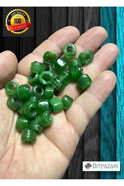 izmir Bitpazarı 6 Adet El yapımı Kare Cam Boncuk - Kolye ucu , Halhal ucu  - ...