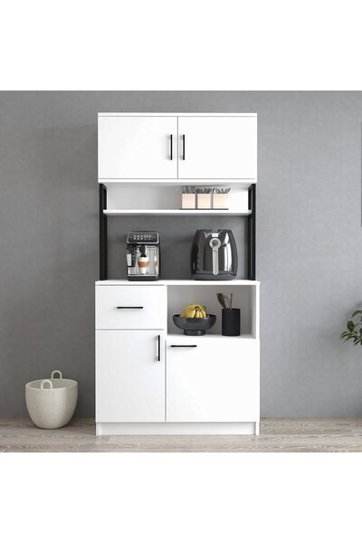 Tanmob MTD0101 İnci 90 cm Kapaklı Çekmeceli Raflı Mutfak Dolabı Beyaz
