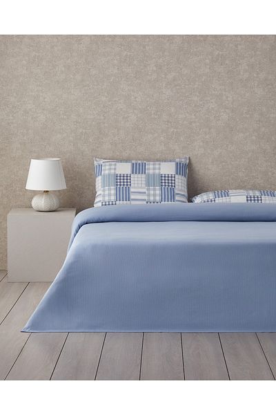 English Home Modern kék 200x220 cm-es dupla kockás szett