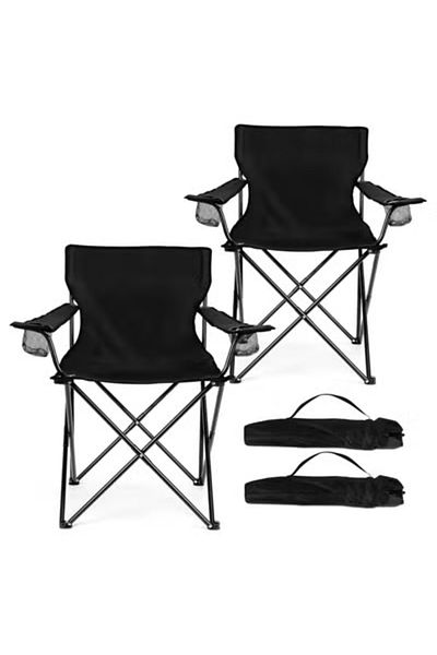 ALMUFARREJ 2 Pieces Folding Camping Chair with Armrests and Cup Holder