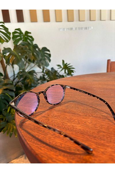funeyes Round Glossy Leopard Metal Hinged Flexible Light Screen Glasses 50-17-145