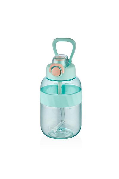 Shotay Water Bottle with Straw Tritan Turquoise 1000ml