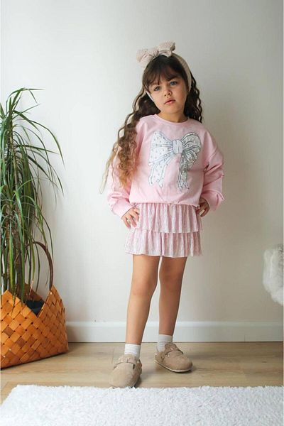 JELİBOOM Girl's Ruffled Skirt Suit