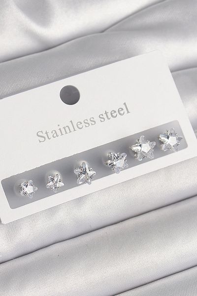 Skygo 316L Steel Silver Color Zircon Stone Star Model Women's Earring Set - Tj-Bkp10301