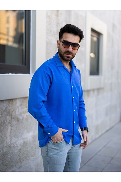 Gameyal Cămașă oversize pentru bărbați, cu mânecă lungă, cu mânecă lungă