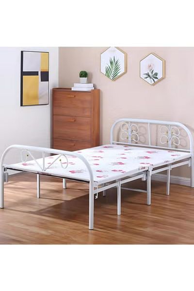 ALMUFARREJ Comfortable and portable foldable metal single bed suitable for narrow spaces, 190 x 90 x 70 cm