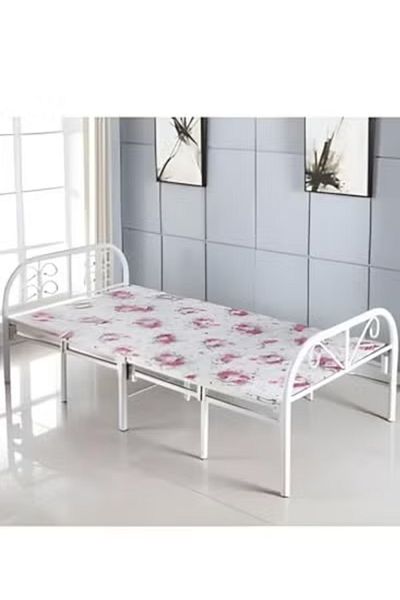 ALMUFARREJ Comfortable and portable foldable metal single bed suitable for narrow spaces, 190 x 90 x 70 cm
