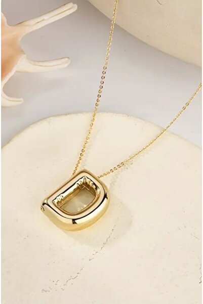 Aslı Jewelry Paslanmaz Çelik Zincirli Bombeli D Harfli Kolye