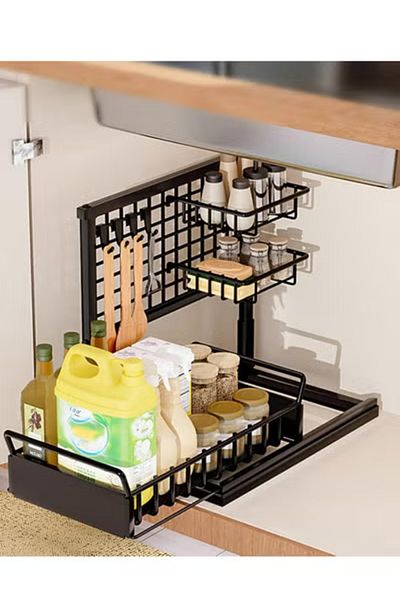 ALMUFARREJ Under Sink Organizer,Pull Out Cabinet Organizer 3Tier Slide Out Sliding Shelf Under Cabinet Storage