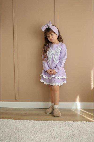 JELİBOOM Girl's Ruffled Skirt Suit