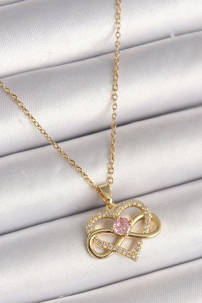 Skygo 316L Gold Color Steel Chain Zircon Stone Women's Necklace - Tj-Bko9865