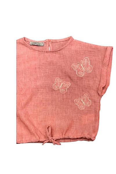 Little Star Girl's Butterfly Embroidered Linen Set