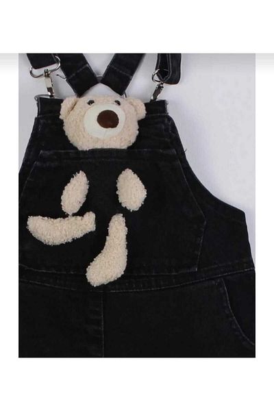 Hzmis Unisex Black Teddy Bear Salopet Jumpsuit