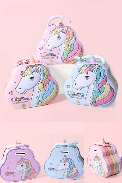 Patladı Gitti Unicorn Themed Blue Color Children's Piggy Bank