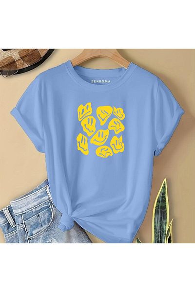 BENROMA 1 tricou este un cadou pentru achiziții de 6 și peste în coș - Tricou pentru copii cu zâmbet galben imprimat