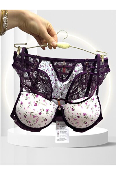 İntive Lingerie Set de sutien feminin elegant cu model de flori Intive cu dun...