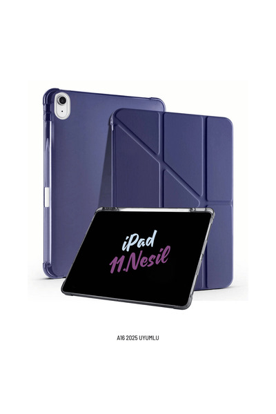 Fuchsia iPad 11. Nesil A16 2025 Uyumlu 11 inç Kalem Bölmeli Standlı Tri Foldi...