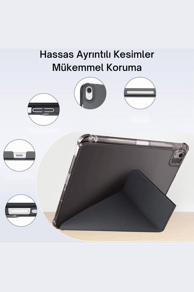 Fuchsia 11. Nesil A16 2025 Uyumlu 11 Inç Kalem Bölmeli Standlı Tri Folding Tablet Kılıfı