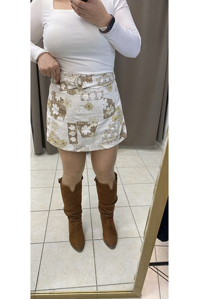TUBA TOPTAŞ Linen Shorts Skirt