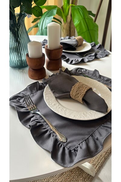 Decamor home Set of 6 Cotton Stain-Proof Smoked Gray Napkins