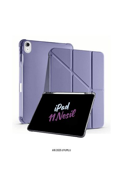 Fuchsia 11. حافظة كمبيوتر لوحي قابلة للطي ثلاثية متوافقة مع الجيل A16 2025 مقاس 11 بوصة مع حامل ومقصورة قلم