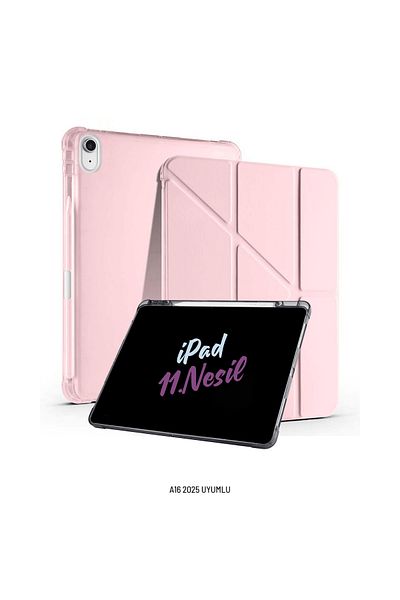 Fuchsia 11. حافظة كمبيوتر لوحي قابلة للطي ثلاثية متوافقة مع الجيل A16 2025 مقاس 11 بوصة مع حامل ومقصورة قلم