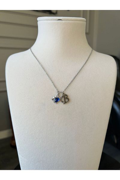 Store B Letter Necklace - with Crab Charm Steel Chain