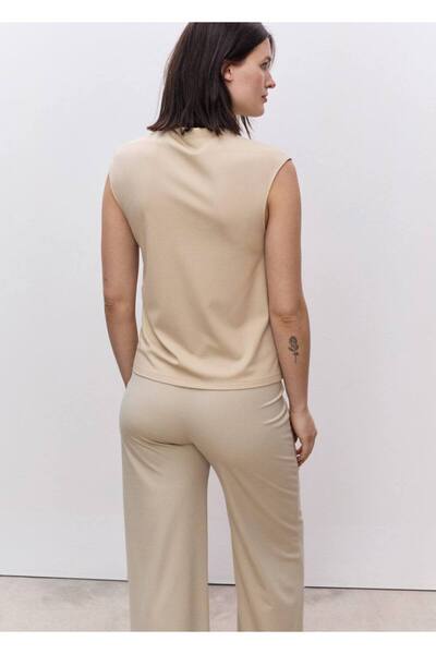 MANGO Woman İnce triko wideleg pantolon
