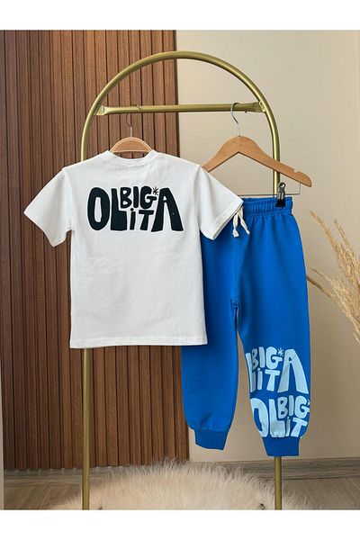 KidsSel New Season Palm Printed Cotton Boys' Bottom and Top Set