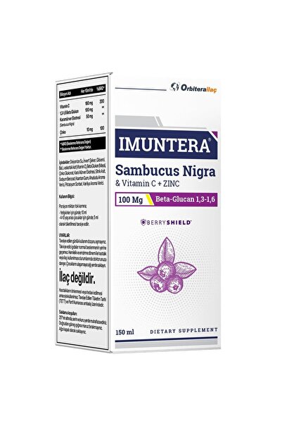 Orbitera Imuntera Black Elderberry Extract, Food Supplement Containing Beta Glucan, Zinc, Vitamin C