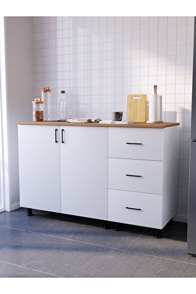 MOBİDEKO DANİ MUTFAK DOLABI ALT MODÜL ÇEKMECELİ 135CM (TEZGAH DAHİL)