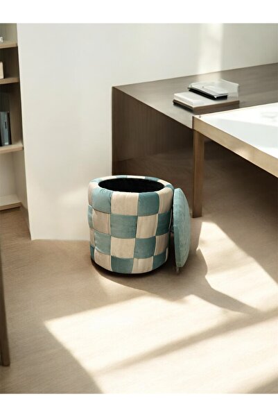 Home ASELEHOME Özel Tasarım, Sandıklı, Kareli Puf Yeşil Beyaz