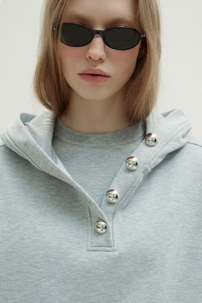 Suud Collection Gray Gala Buttoned Oversize Sweat