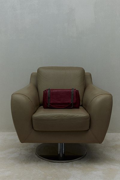 Suud Collection Bőr táska piros Milan lánccal