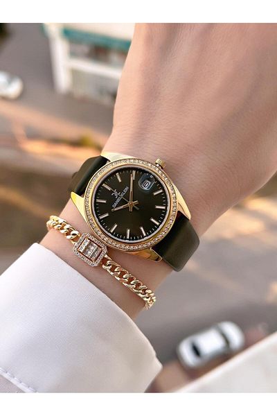 Daniel Klein Leather Cord Takvinli Dial 3 Atm Water Resistant Women's Wristwatch + Bracelet