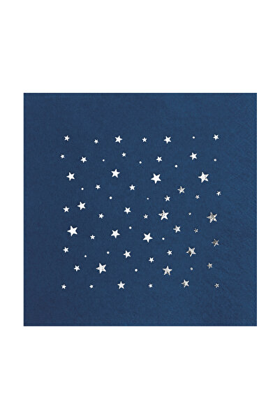 Story مجموعة من 16 منديلًا ورقيًا منقوشًا بالنجوم باللون الأزرق الداكن مقاس 3...