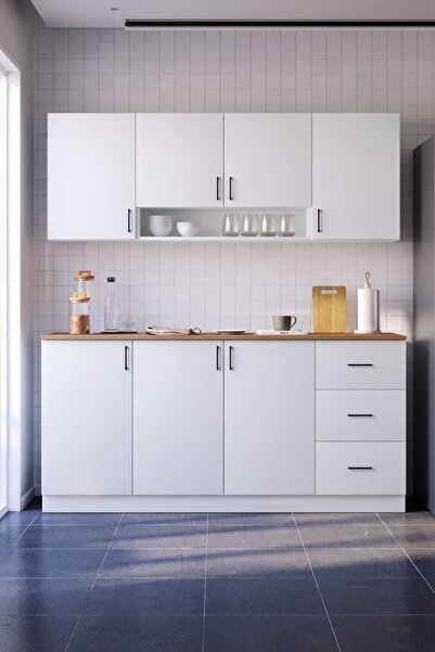 MOBİDEKO RANA ALT ÜST MODÜL MUTFAK DOLABI ÇEKMECELİ 200 CM (TEZGAH DAHİL)