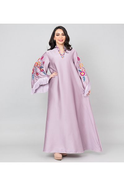 IKKXA Shimmer Detail Sleeves Embroidered Jalabiya