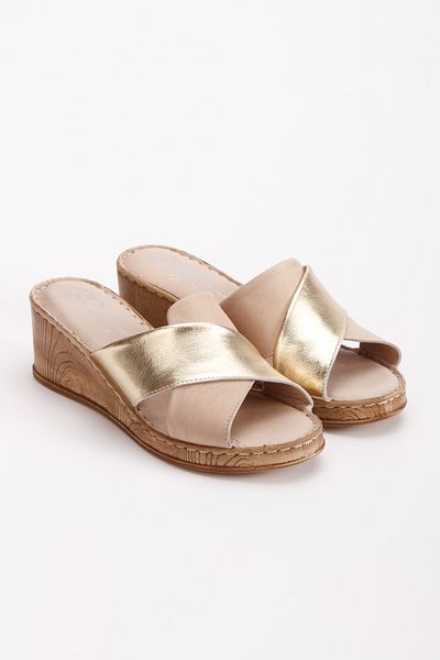 İLOLİCA Inner Outer 100% Genuine Leather Padding Sole Cross Women's Slippers