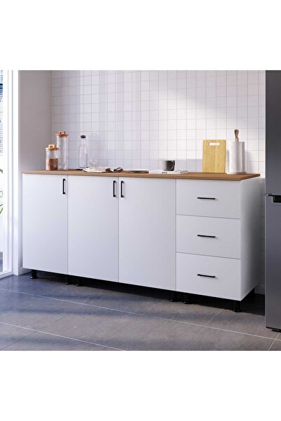 MOBİDEKO Mila Alt Modül Mini Mutfak Dolabı Çekmeceli 160 Cm (TEZGAH DAHİL)
