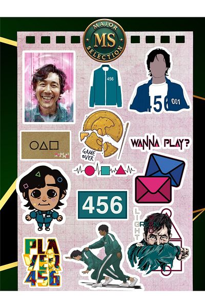 Major Selection Σετ αυτοκόλλητων παιχνιδιών Squid - Seong Gi-Hun 456 Gamer Αυτοκόλλητα MacBook και Notebook