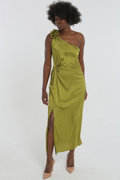 YORSSTYLE One Shoulder Flower Detailed Dress