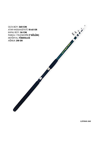 POYRAZ Teleskopik 360 cm Surf Olta Kamışı LZFR40-360