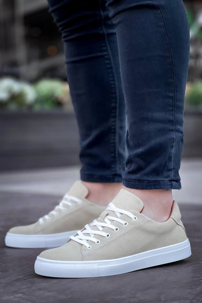 KAZAX Kb-122 kuback beige suede high sole lace-up daily men's shoes