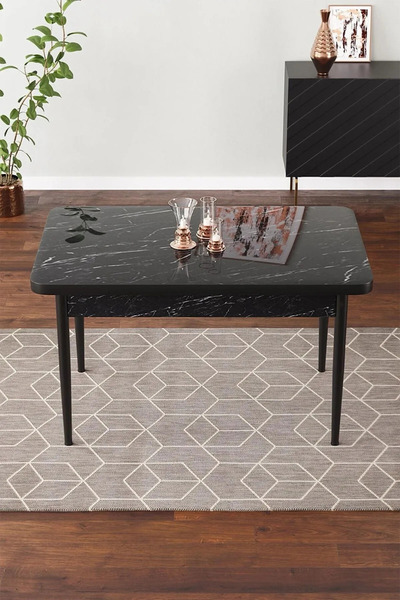 soylu concept Meva Serisi 71x110 Siyah Mermer Desen Mdf Masa Sabit Mutfak Mas...