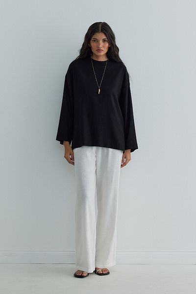 Suud Collection Black Kavala Linen Blouse